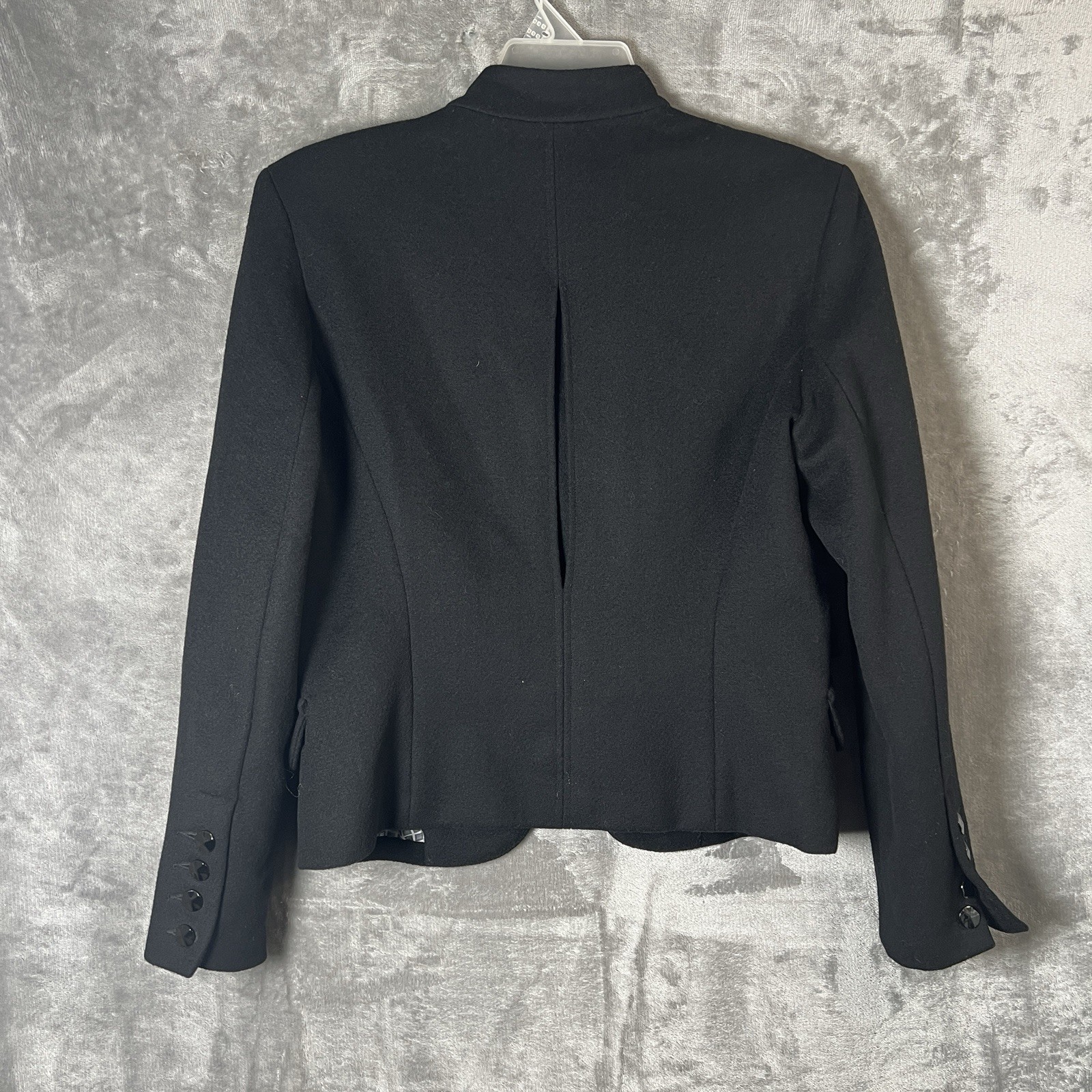 Carmel Zhao Women’s Jacket Size 10 Black No Pockets 90% Wool 10% Cashmere