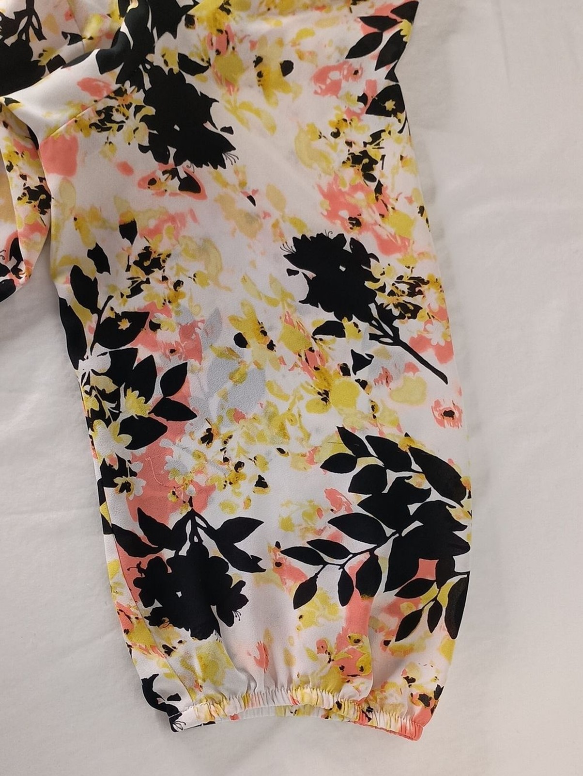 Women’s Plus Size 0X Semi Sheer Abstract Print Blouse Yellow Summer