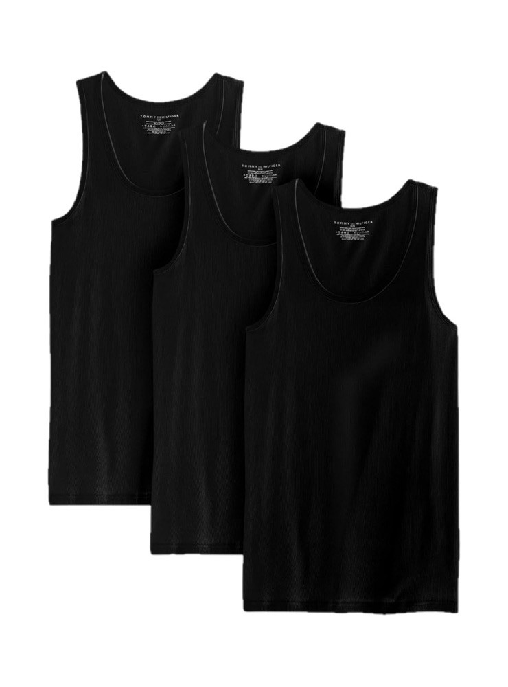 NWT Tommy Hilfiger. 3 Pack. Cotton Classic A-Shirt. Tank. Black. MSRP $42.50