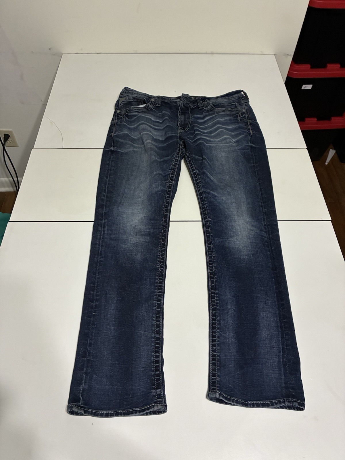 Salvage Havoc Jeans 36×30 Dark Wash Slim Straight Y2K Whiskered Cowboy Western