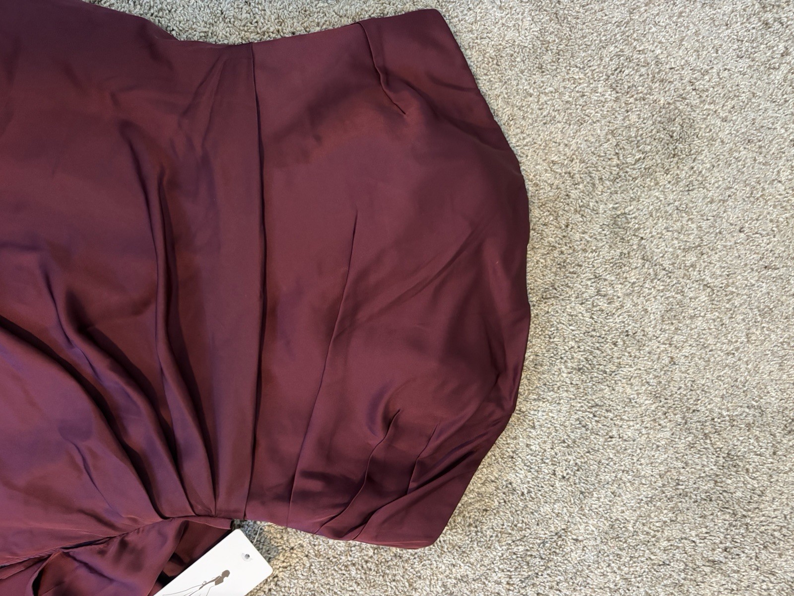 Wear Your Love Burgundy Satin Strapless Bodycon Lace-Up Back Dress S