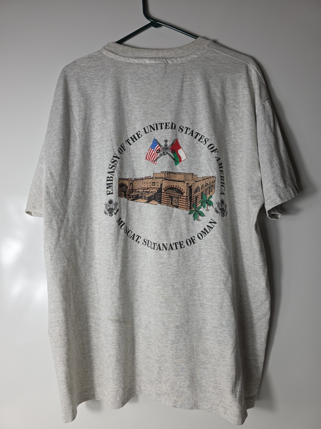 Vtg 90s Single Stitch OMAN USA EMBASSY Marine Security T Shirt Size XL Military