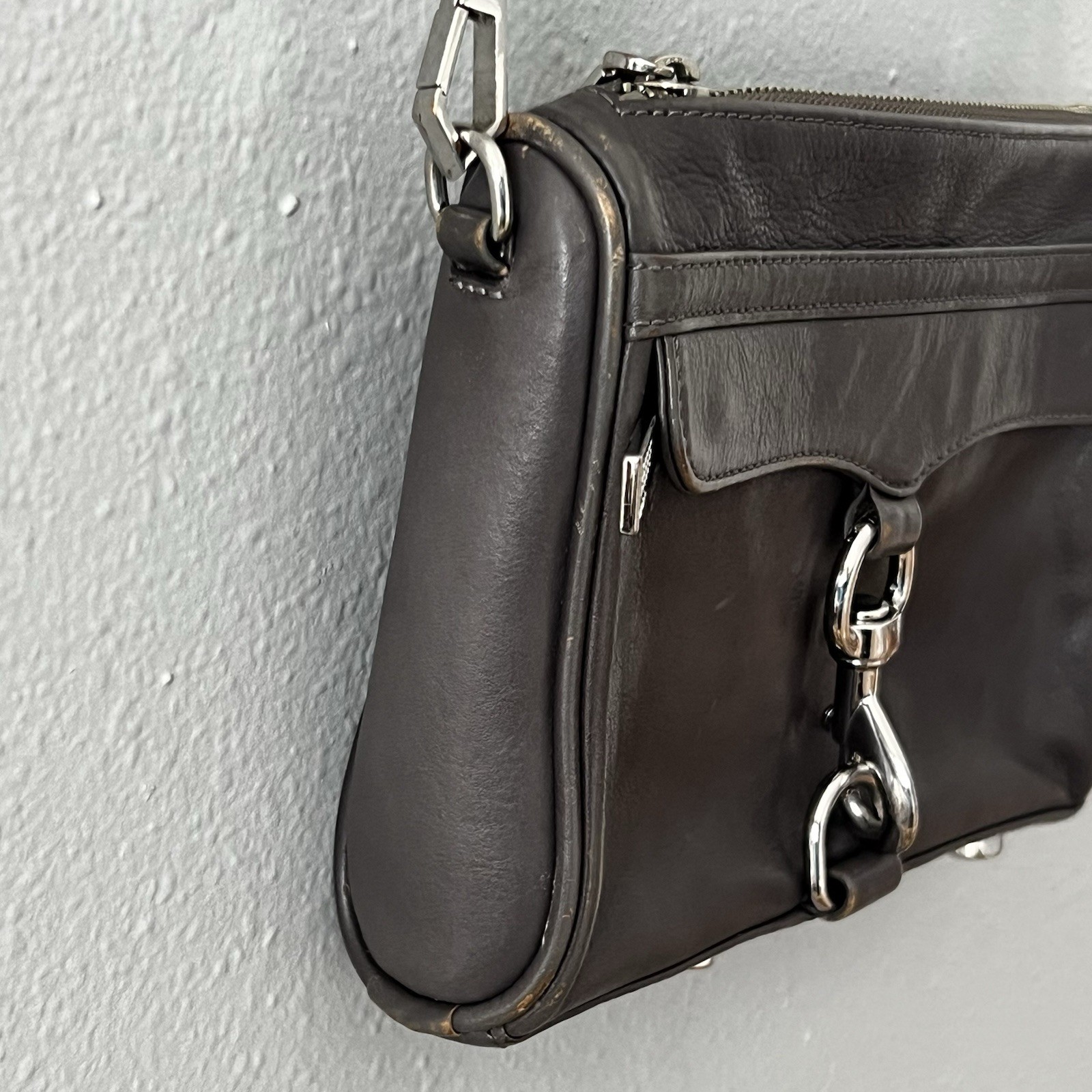 Rebecca Minkoff Crossbody MINI MAC Bag Gray Chain and Leather Strap