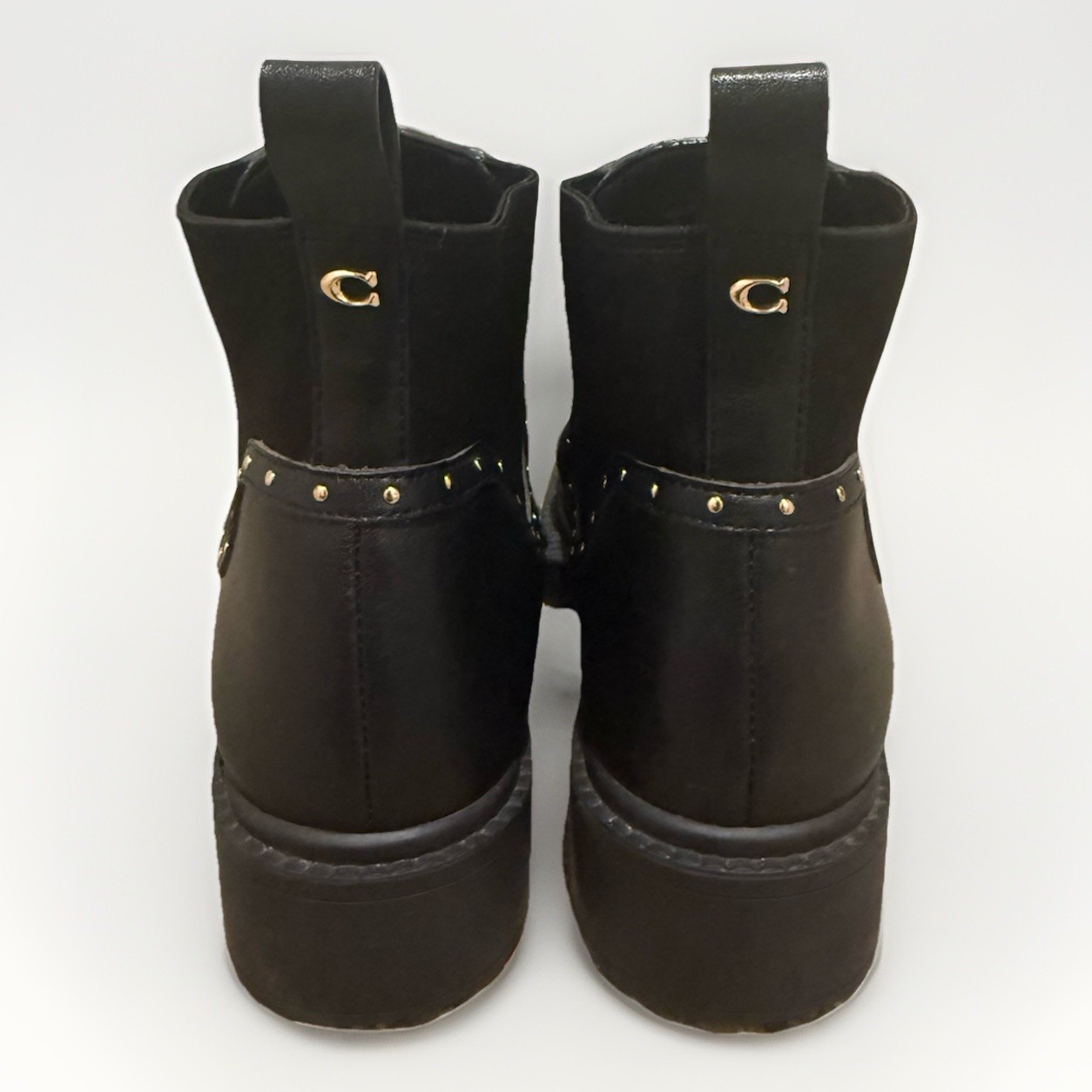 Coach Lory Studded Black Leather Ankle Chelsea Boots Women’s Size 7.5B C5773