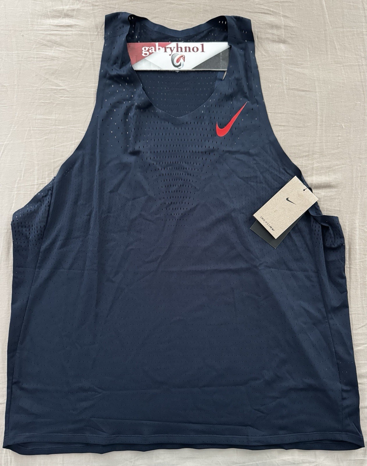 Nike Aeroswift Dri-Fit ADV Running Singlet FN4231-451 Obsidian Mens Size Large