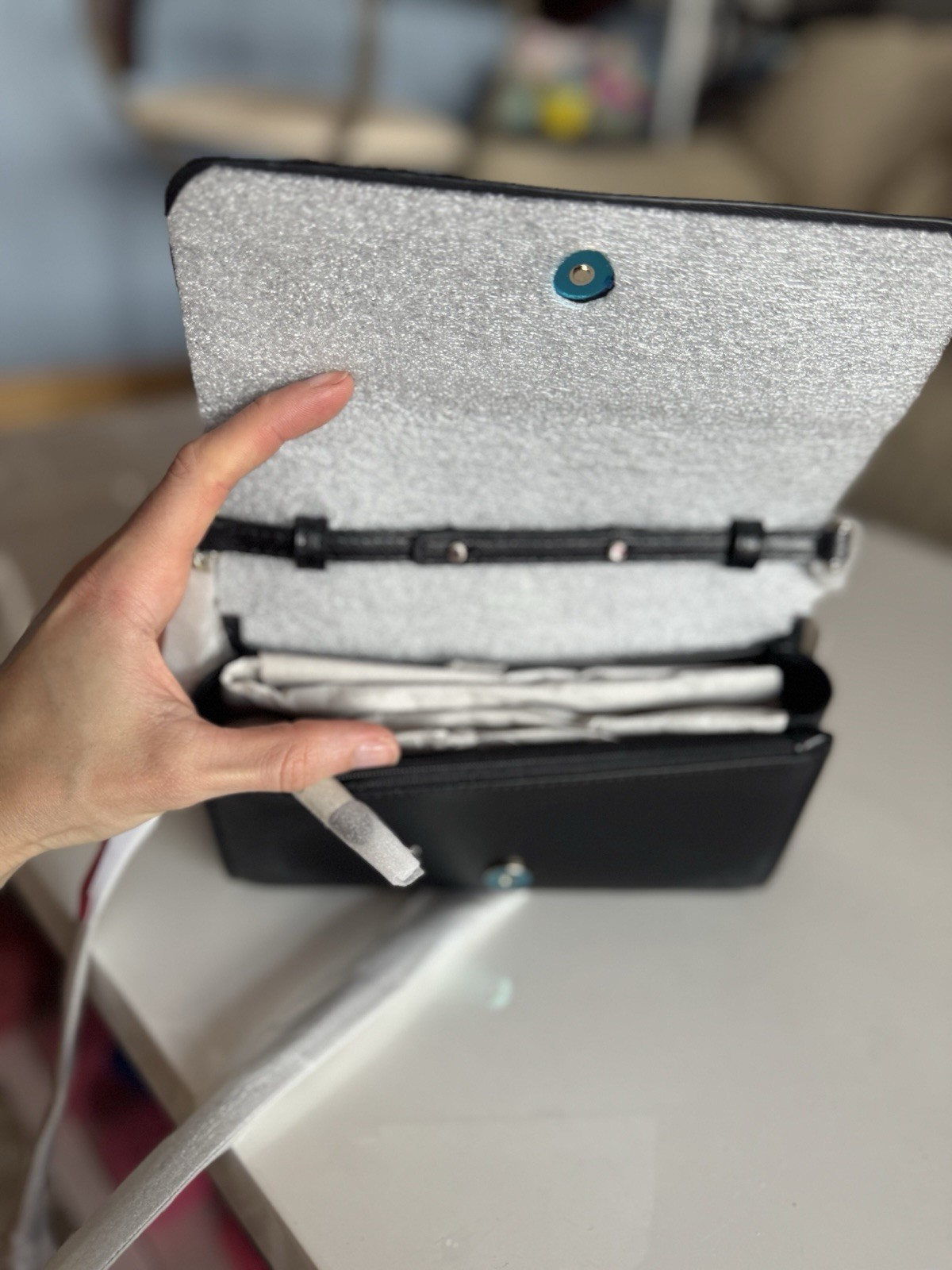 NWT BLACK KATE SPADE SMALL FLAP STACI CROSSBODY MSRP $239 SILVER HARDWARE