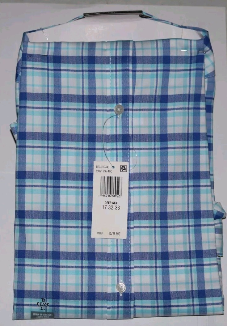 Tommy Hilfiger Mens THFLEX Sky Plaid Athletic Fit Stretch Button Up Shirt XL NWT
