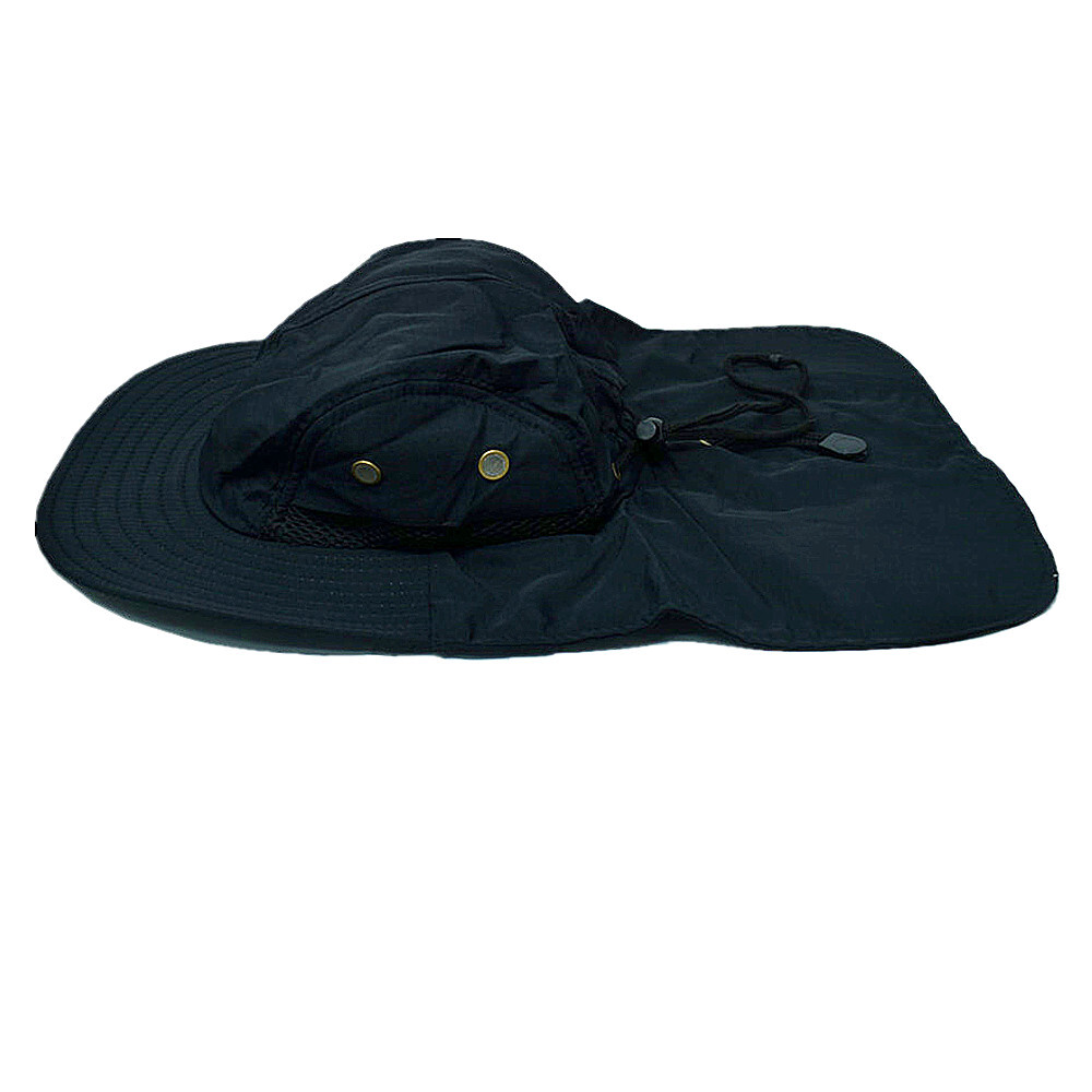 Mens Womens Boonie Snap Hat Sun Wide Brim Neck Flap Cap 100% Cotton Bucket Hats