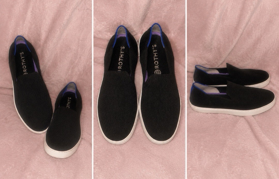 Rothy’s The Sneaker Women’s 8M Knit Slip-On Black/White Rubber Sole