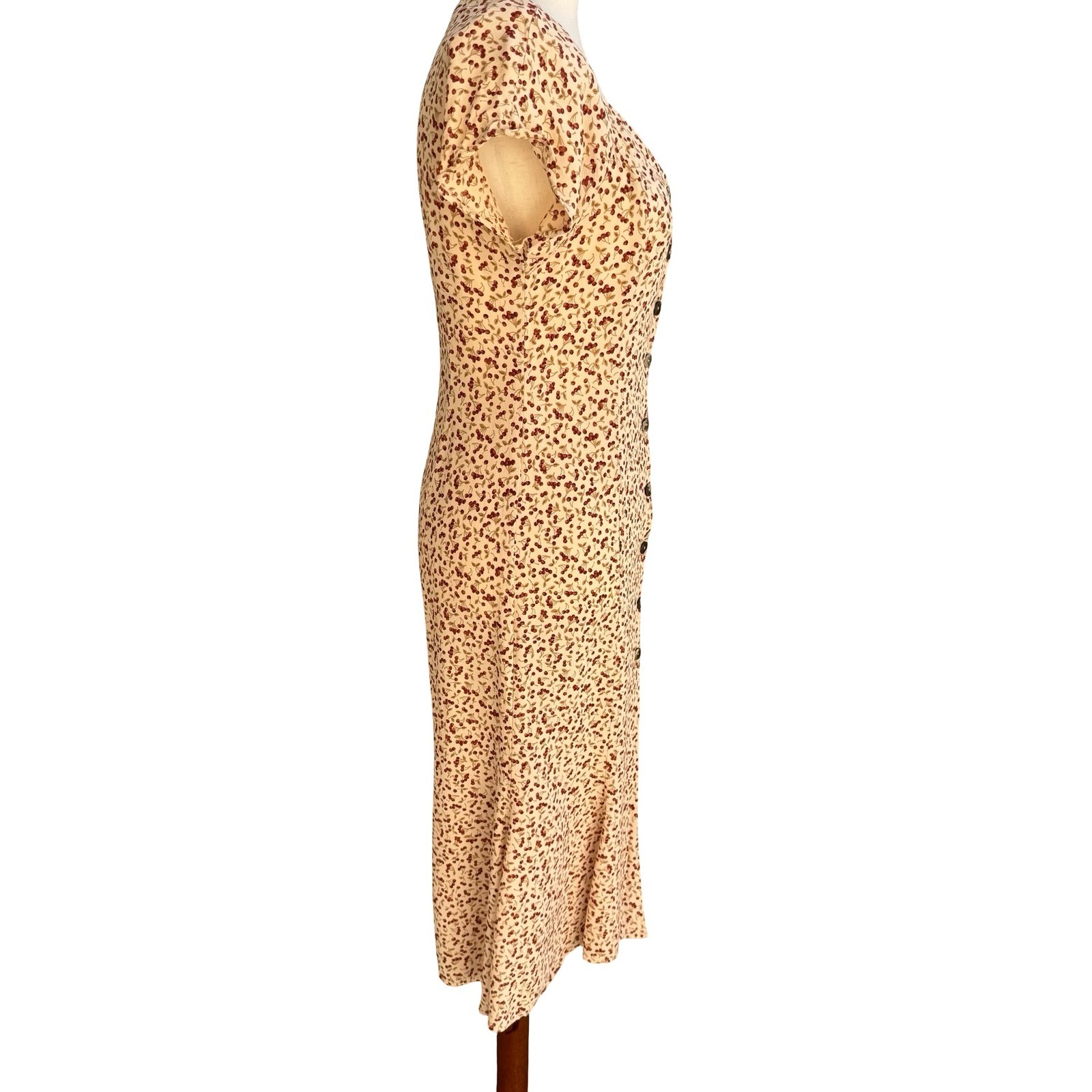Laundry Vintage 90s Cherry Print Pinup Coquette Rockabilly Midi Dress Sundress