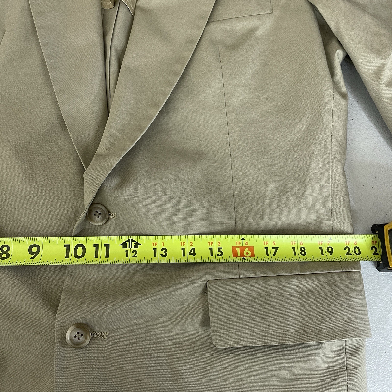 Haspel Blazer Jacket Mens 40R Beige Solid Wool Polyester Vintage USA Made