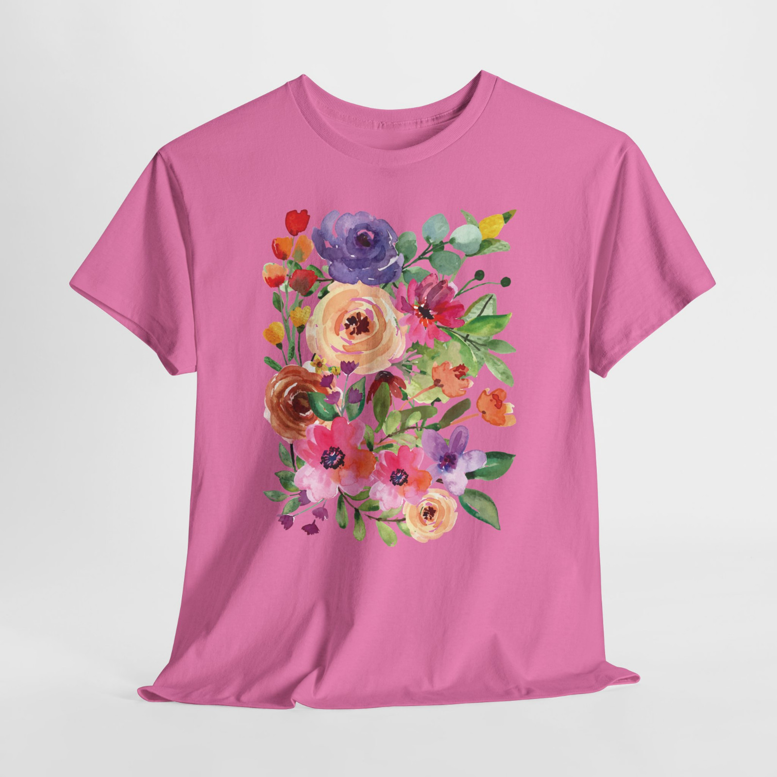 Rose Floral Bouquet Beautiful Pink Graphic T Shirt Tee Top S-XL Plus 2X 3X 4X 5X