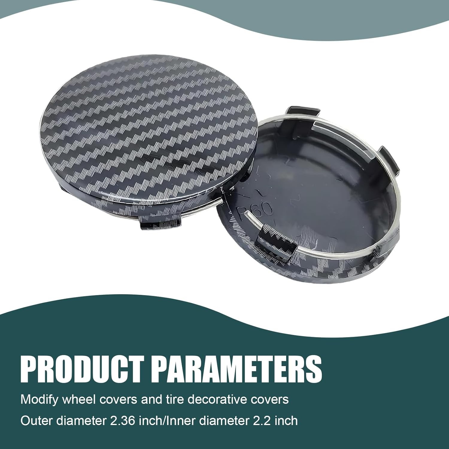 4PCS 60mm/2.36″ Car Wheel Center Caps, Snap-in Vehicle Hub Covers, 56mm/ID Anti-