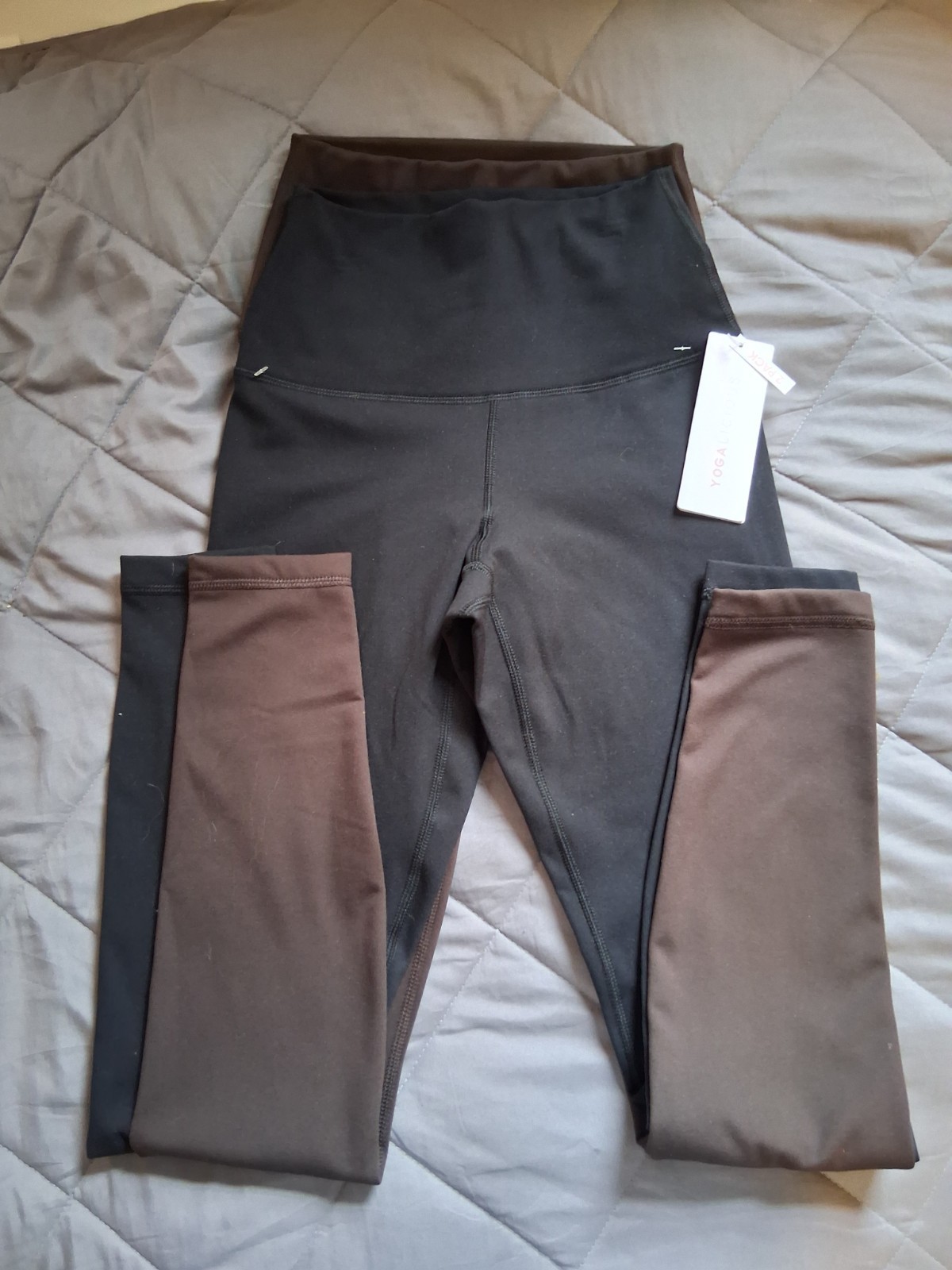 Yogalicious Women’s 2 Pack Black Brown XS Fleece Lined Ankle Leggings High Rise