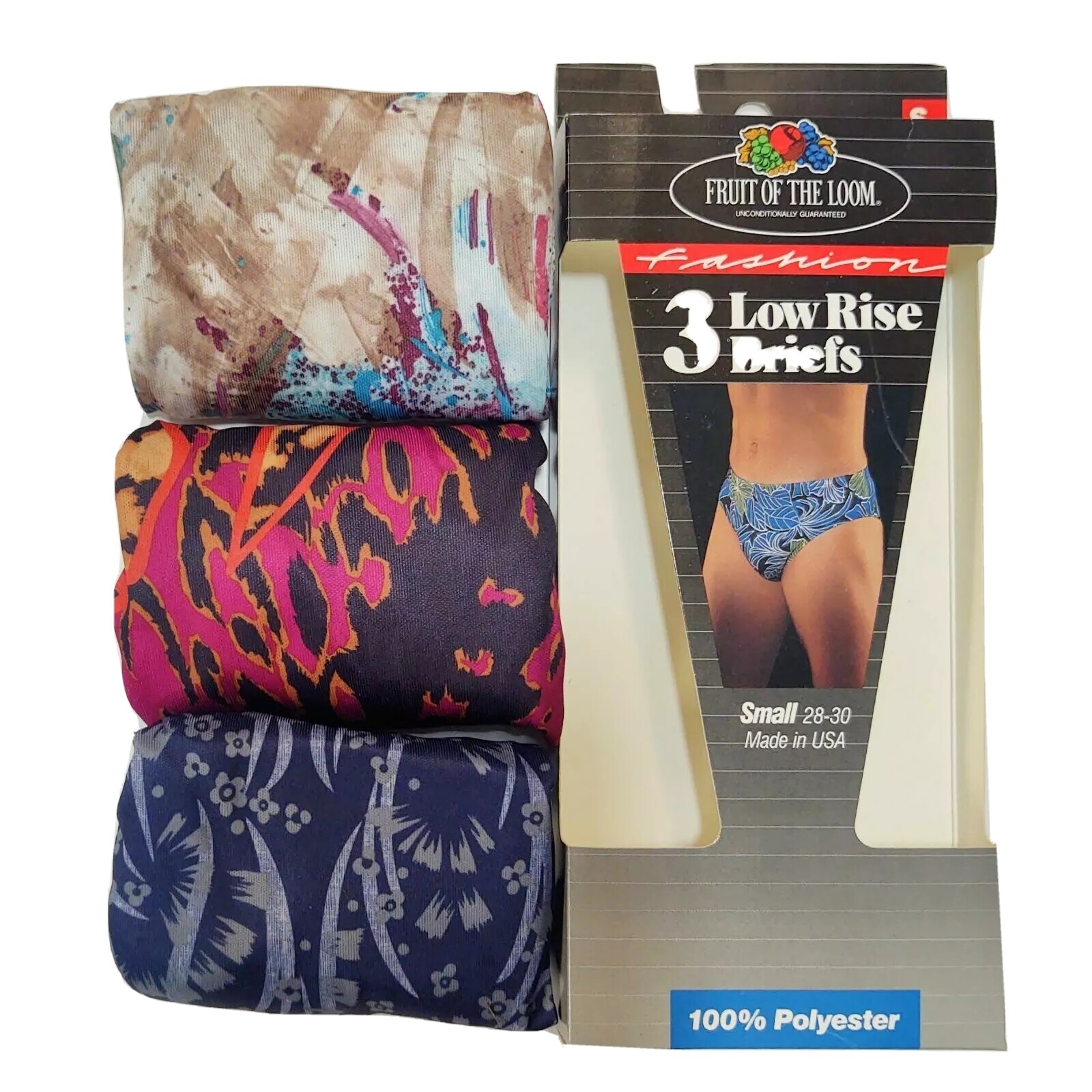 New Vintage Fruit of the Loom Men’s Low Rise Briefs 3-Pack Small 28-30 USA, NOS