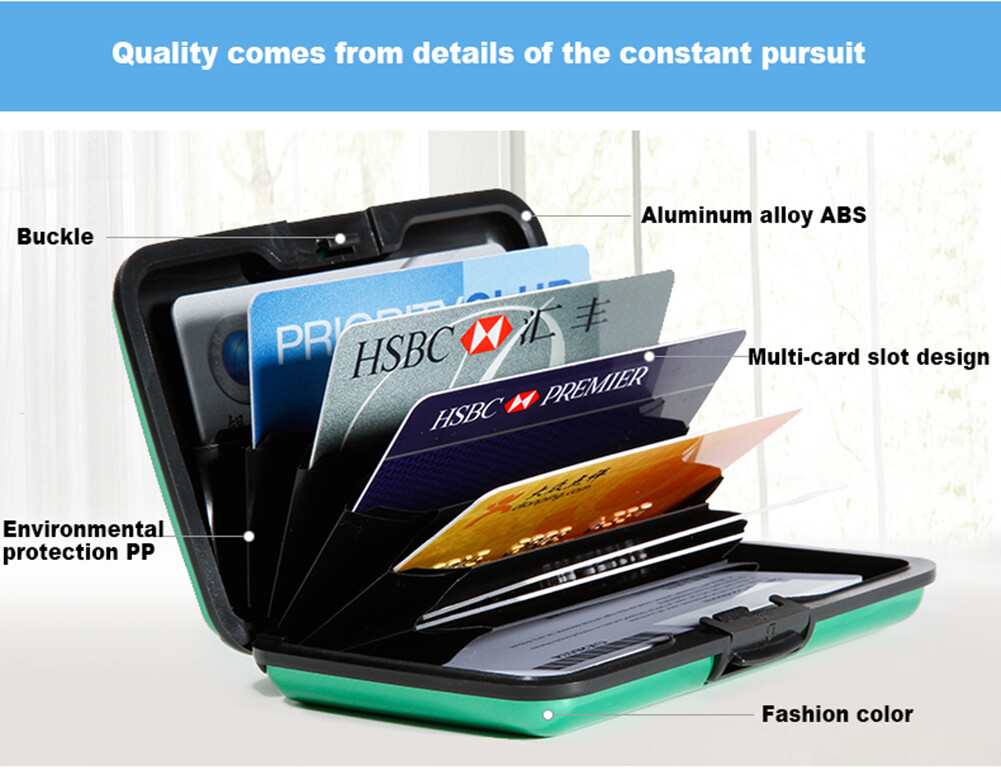 Men Women Waterproof Security Wallet Aluminum Metal Pocket Case Box Card Holder