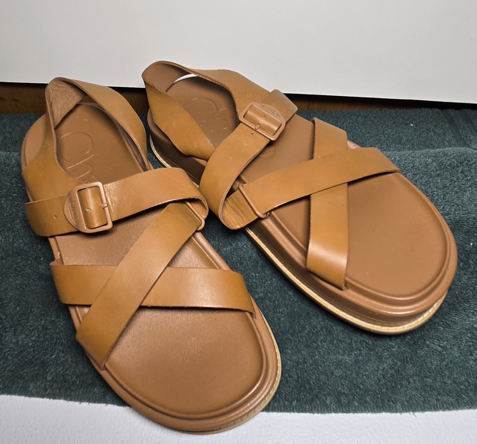Chaco Lowdown Slide Sandals Women’s Size 9 Brown Adjustable Leather Straps EU 40