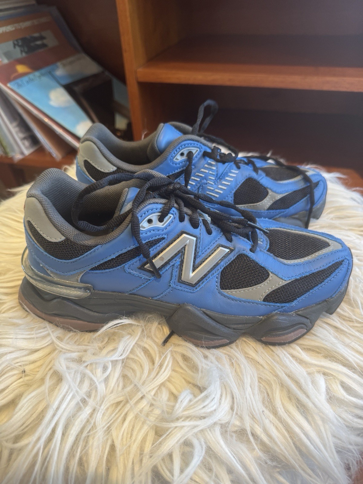 New Balance 9060 Blue Black Gray Mesh Suede Men’s Sneaker Comfort Performance