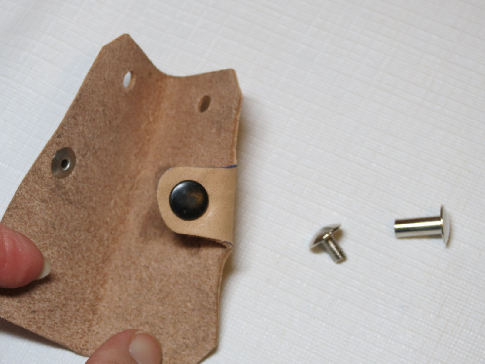 Handmade leather key holder light tan with butterfly 3.25″ X 1.5″ color varies