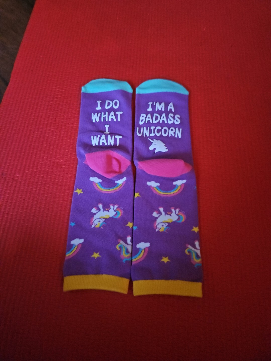 Zmart Gift Series Unicorn Grip Socks NIB “I’m A Bad@ss Unicorn I Do What I Want”