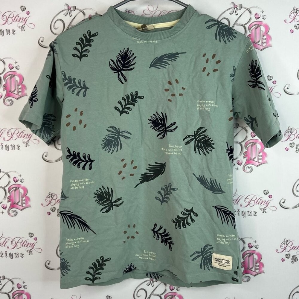 Pomp oe Lux tshirt tee floral writing Leaf Pattern Short Sleeve Men’s Tee