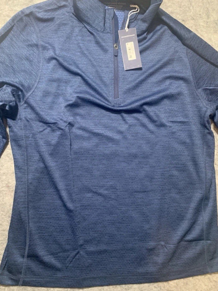 NWT Men’s Vineyard Vines Performance Sankaty Quarter Zip Blue Depth NEW