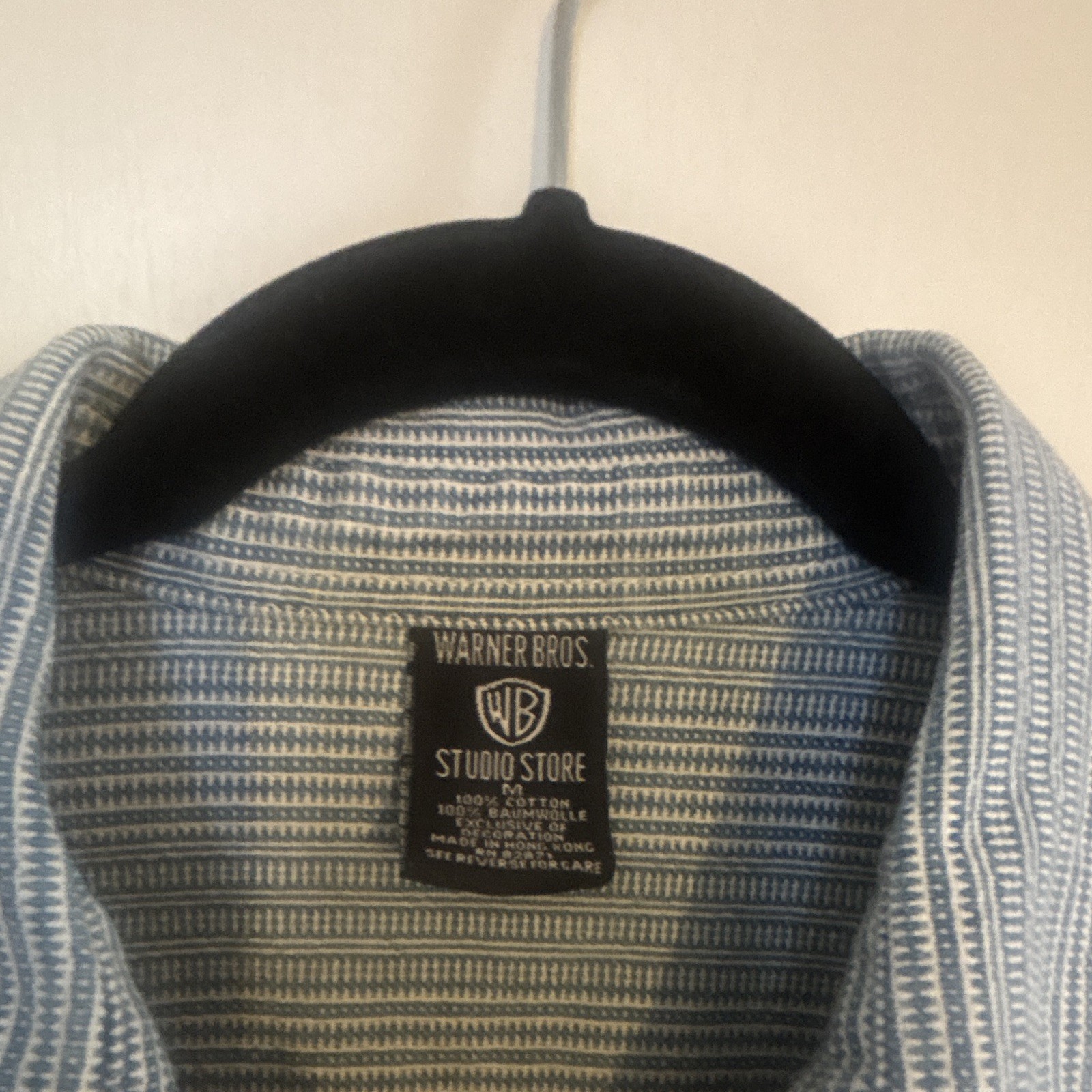 Warner Bros. Studio Store M Blue/White Striped Looney Tunes Shirt Pockets