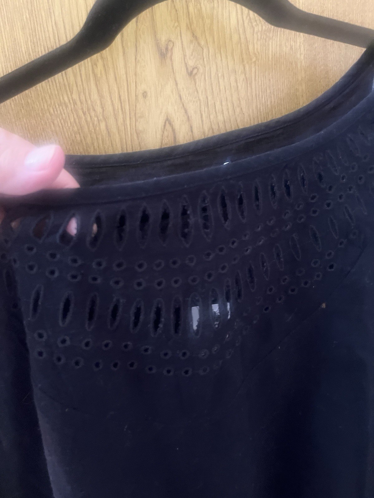A.N.A A New Approach Black Eyelet Batwing Sleeve Top XL 12 14