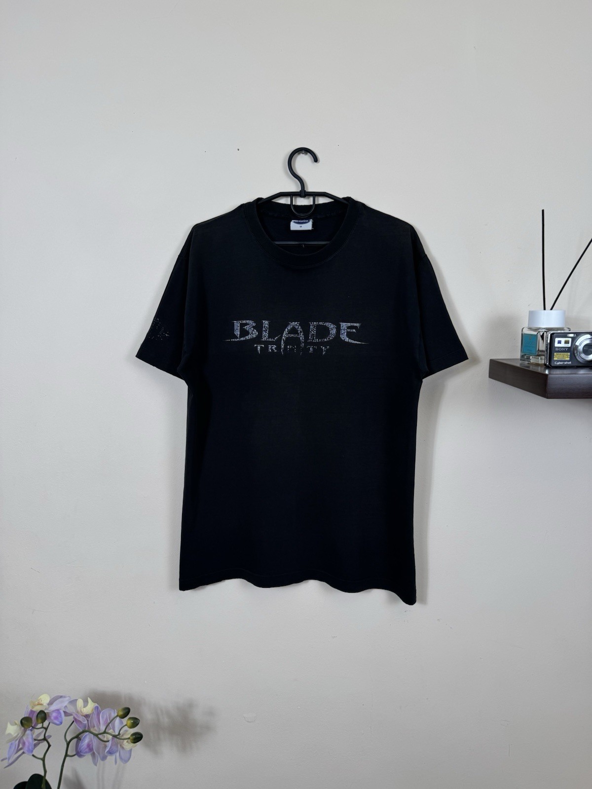 Vintage Blade Trinity T shirt Matrix 2000s Movie Black Motorcycle Tee Y2K