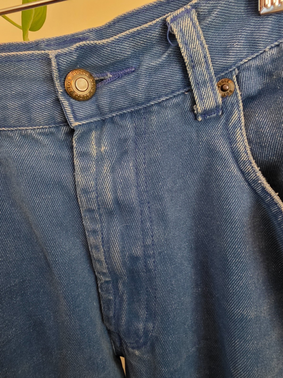 Vintage Bugle Boy 100% Cotton Jeans 32×30 Blue High Rise Tapered Mom Made HK