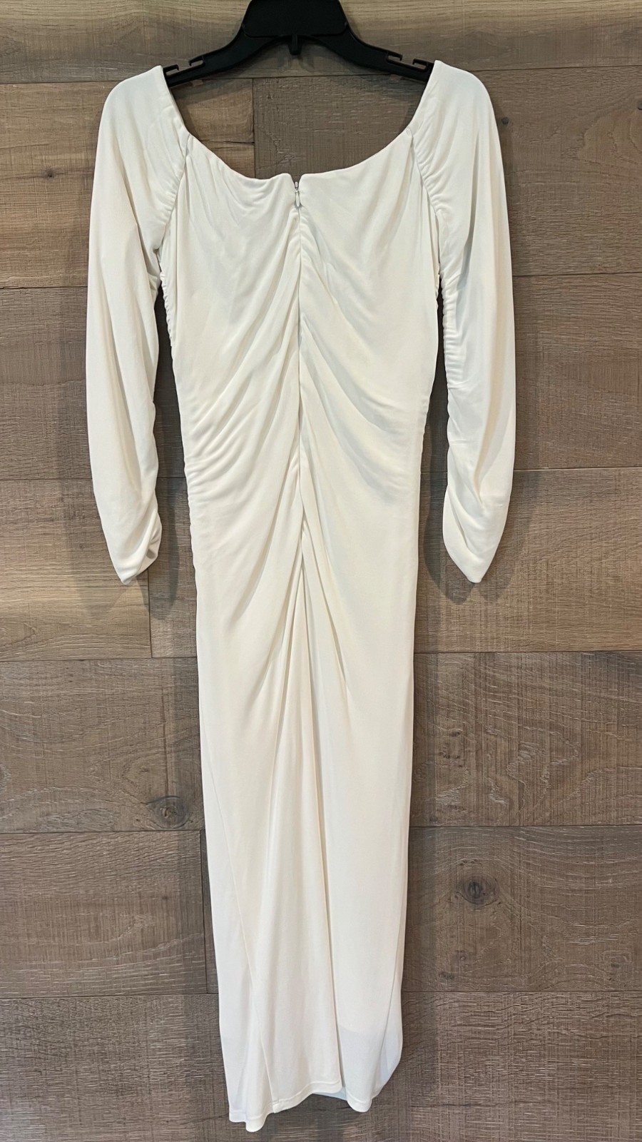 CAROLINA HERRERA DEEP U-NECK RUCHED IVORY MIDI DRESS size XS