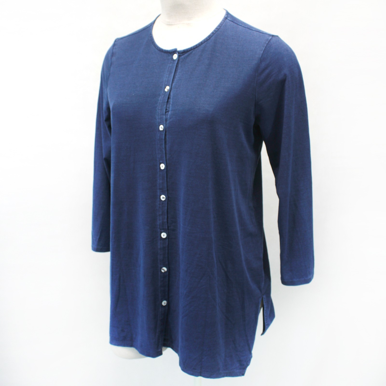 J.Jill Plus Navy Blouse Top Tunic Button Casual Long Sleeve Crew Neck 2X