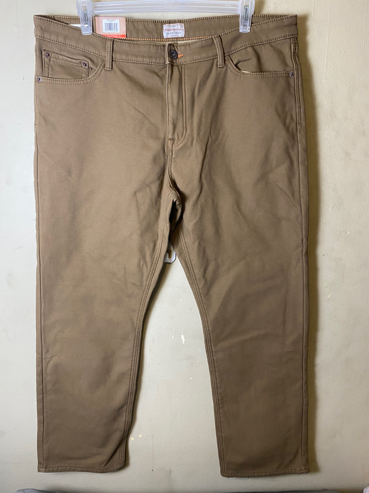 Weatherproof Vintage Men Fleece Lined Pant Bonded Stretch Canvas SZ 40×30