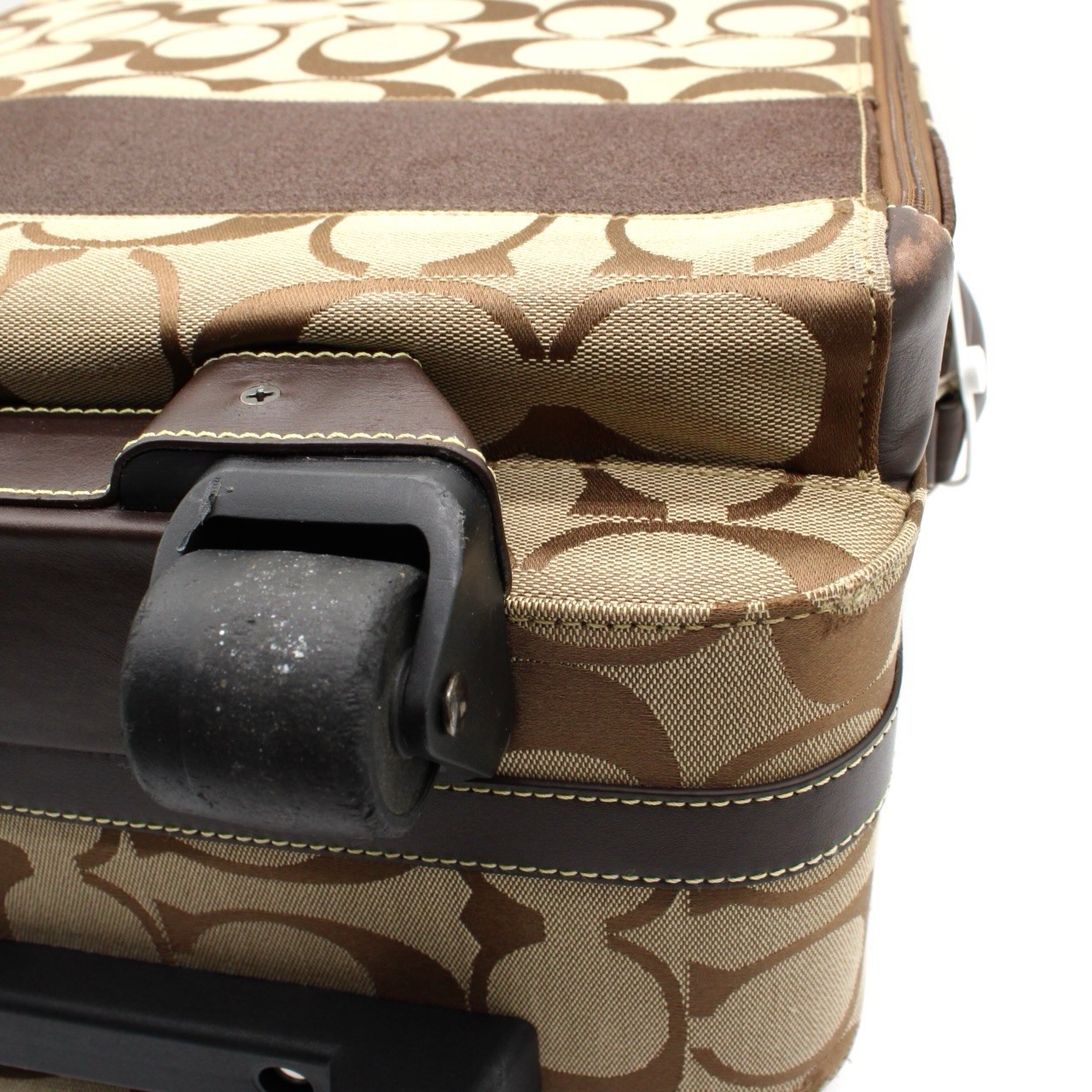 COACH F77180 Signature Canvas Leather Rolling Suitcase Carry On Luggage Brown