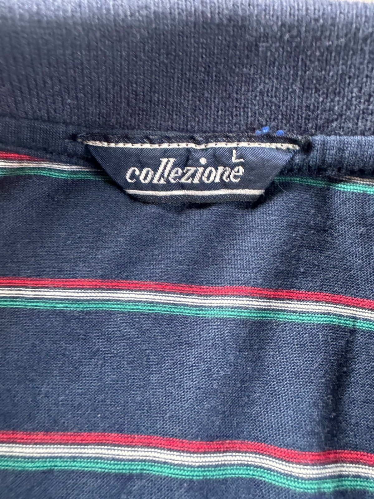 Collezione Stripped Polo Men’s Size L Vintage 90s Red Green White Navy Blue