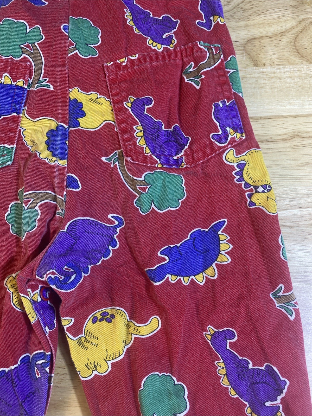VTG Oshkosh B’Gosh Vestback Red Dinosaur Overalls SZ 18M Paper Tag USA