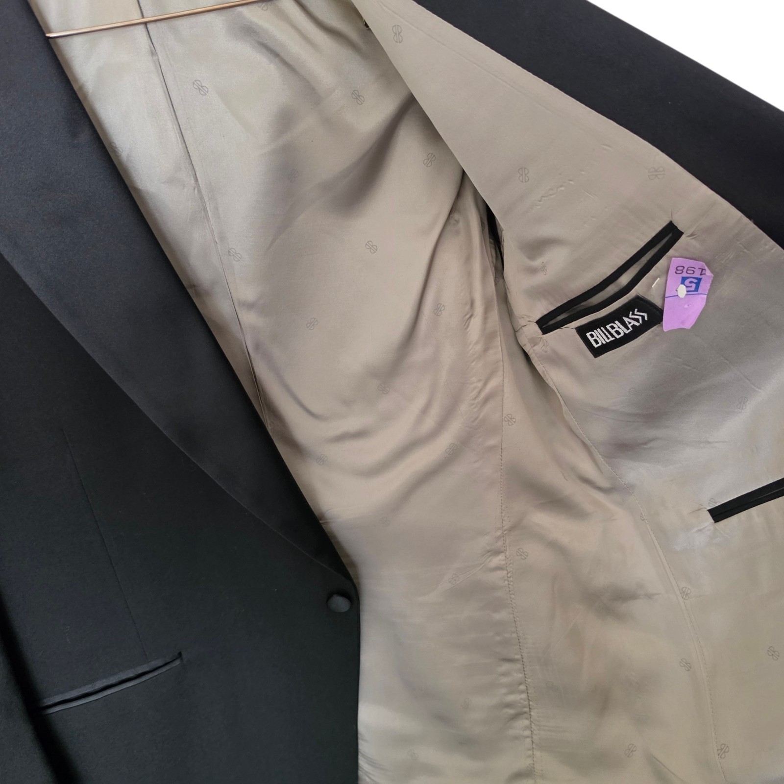Vintage 1970s Tuxedo 44s 38×29 One Button Notch Lapel Bill Blass