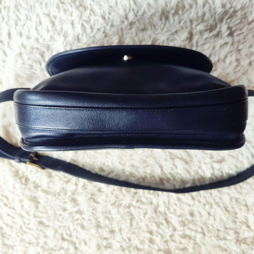 Coach Vintage Leather Shoulder Bag Navy 9.8×11.8×2.8in Used