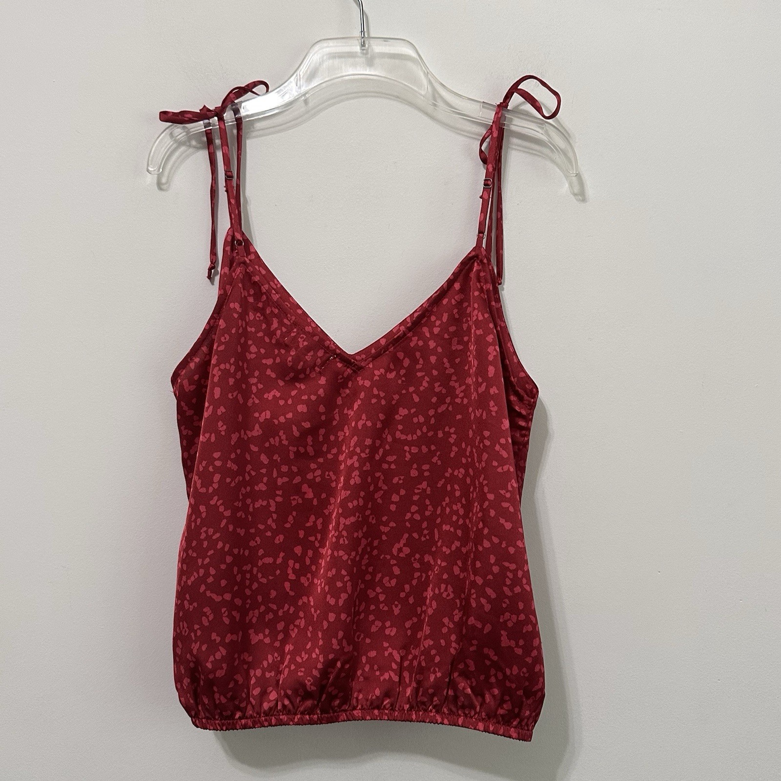 Socialite Cami M Banded Hem Tie Strap Camisole Fuchsia Floral Festival Top NEW