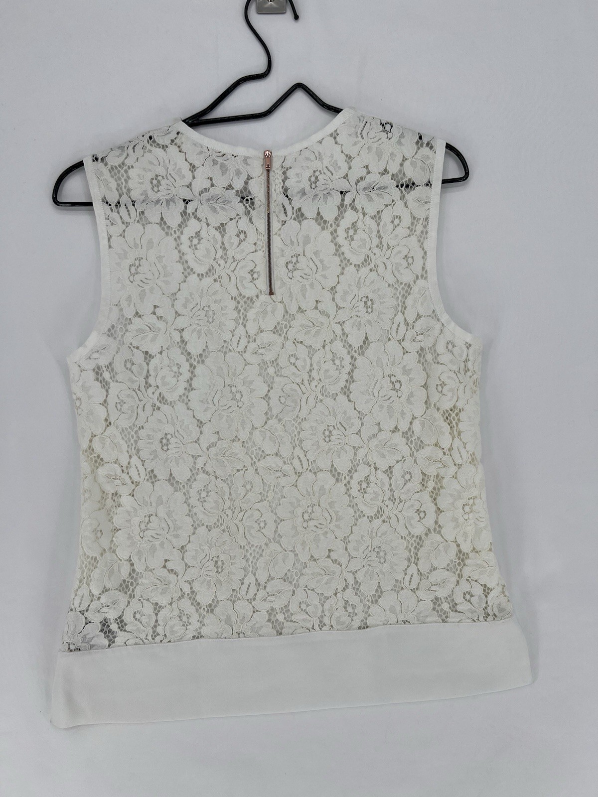 Ted Baker London Ivory Lace Panel Shell Top Size 2 Sleeveless Career Blouse