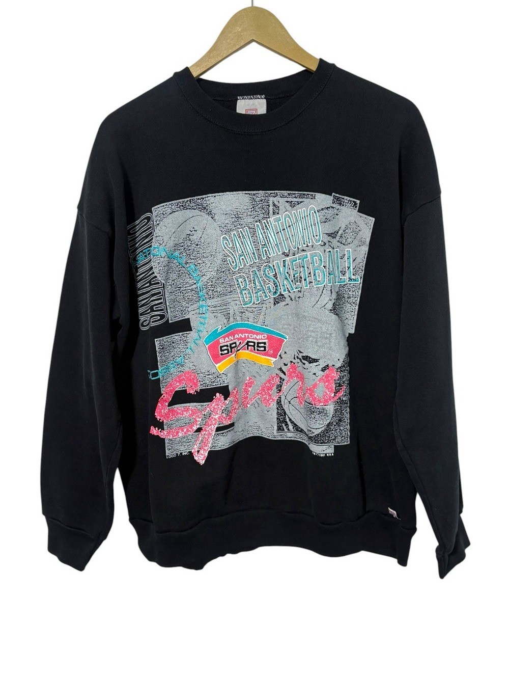 Vintage Logo 7 Heavy Weight Size XL San Antonio Spurs 90s Basketball Sweatshirt