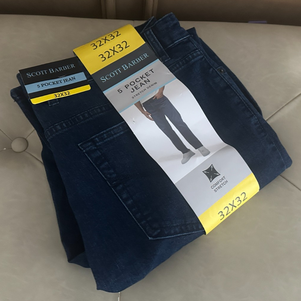 Scott Barber Men’s 5-Pocket Jeans – Dark Blue – Size 32×32