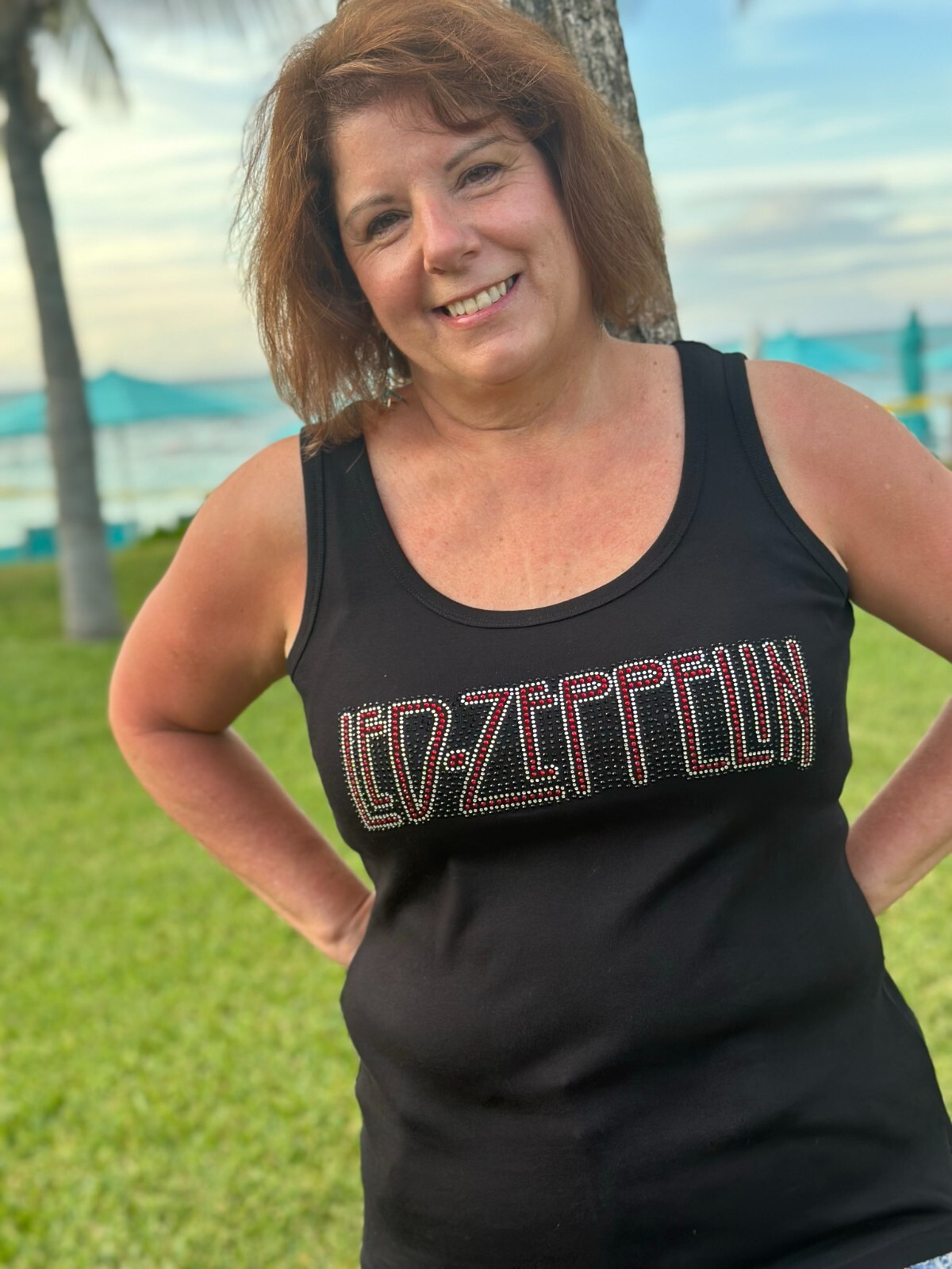 Led Zeppelin rhinestone tank top XS, S, M, L, XL, XXL, 1X, 2X, 3X, 4X,5X block