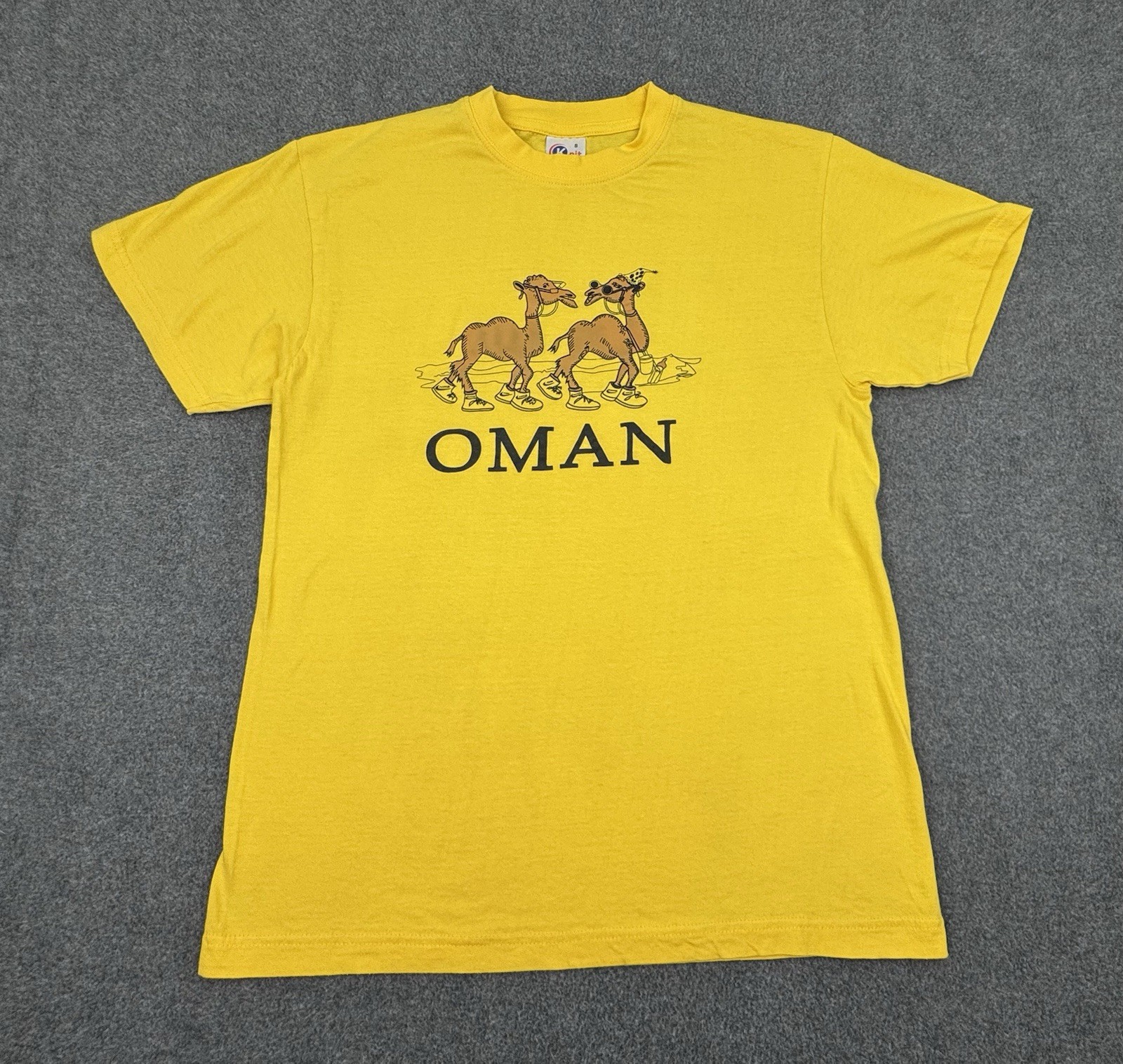 Arabian Peninsula Oman T Shirt Mens Small Yellow Camels Graphic
