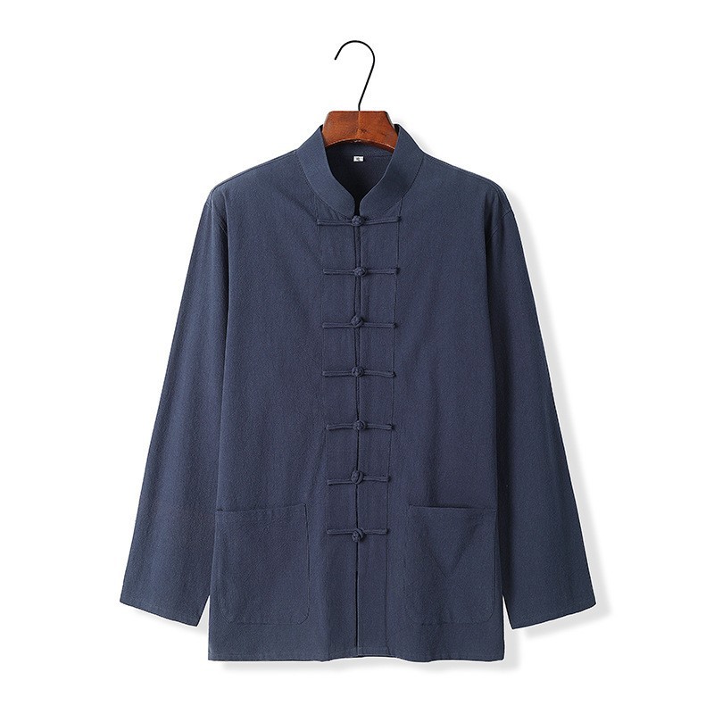 Men’s Chinese style casual long sleeved Tang shirt, Chinese retro shirt