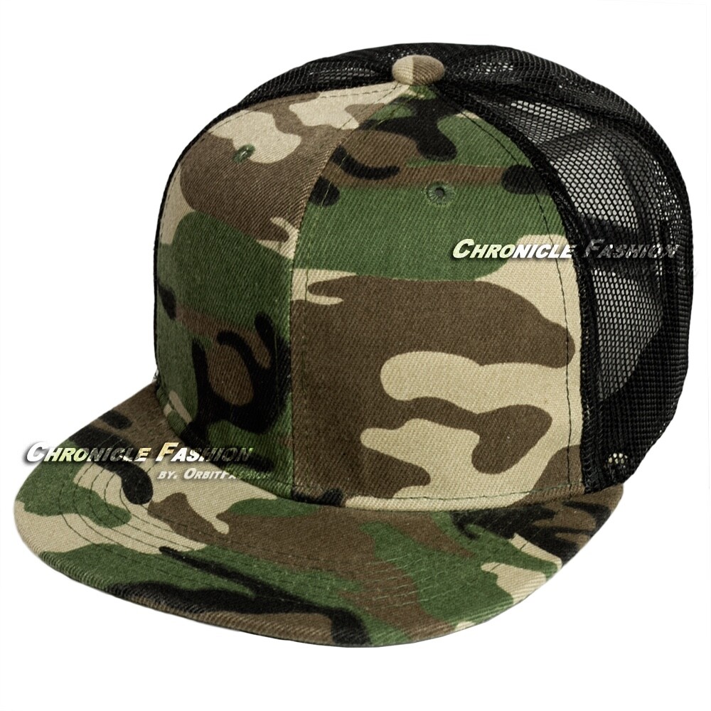 Trucker Hat Mesh Baseball Cap Snapback Adjustable Plain Solid Hip Hop Flat Men