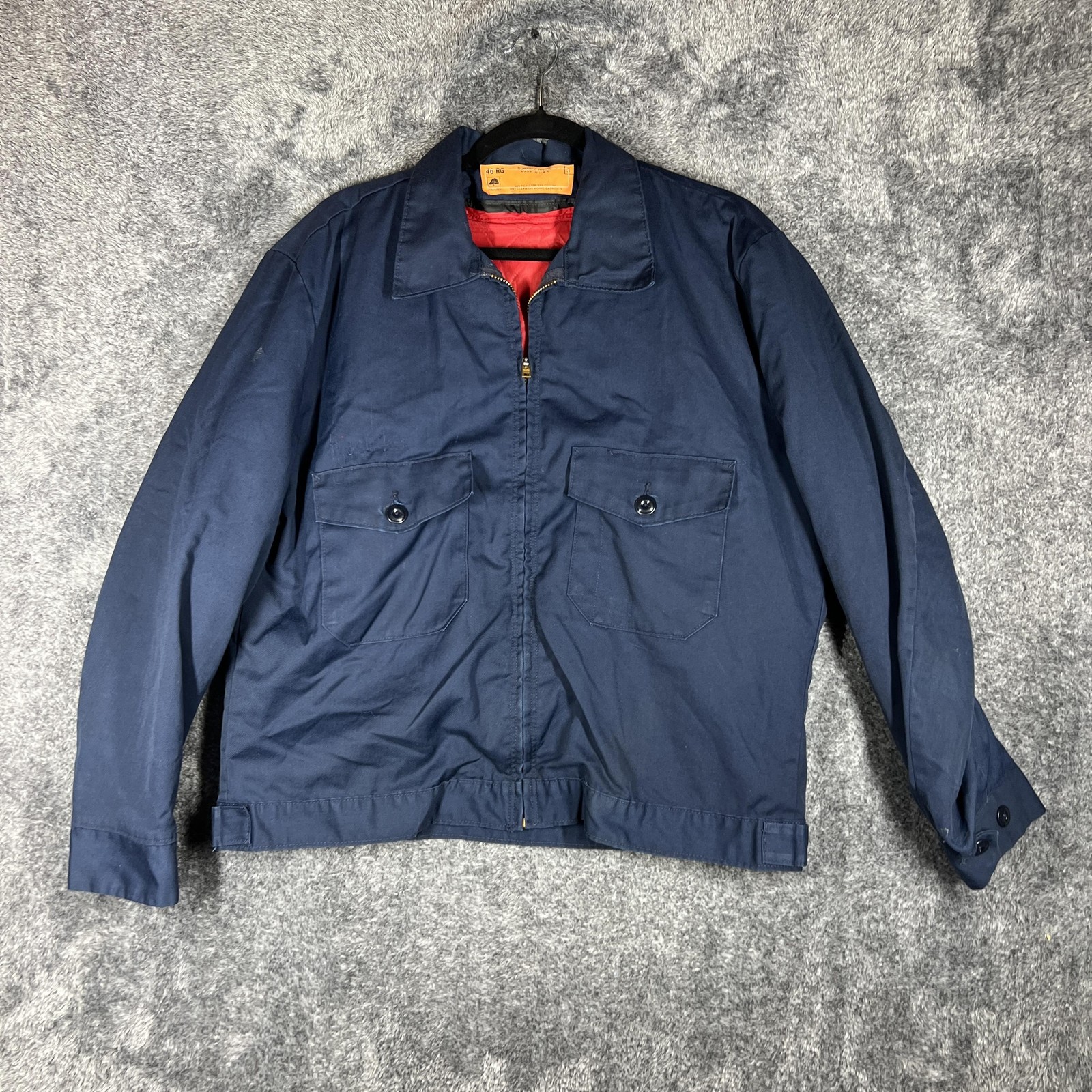 Jacket Mens 46 Blue Bomber Cotton Blend Quilted Lined Insulated Workwear