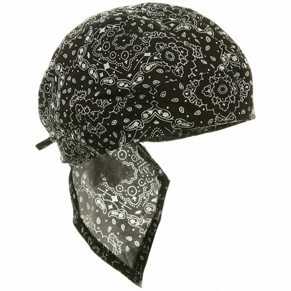 BLACK Cotton Bandana Cap Durag Hair Wrap Motorcycle Do Doo Dew Chemo Head Scarf