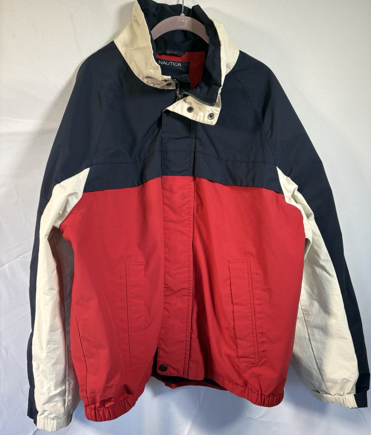 Nautica Jacket Size 2XL Windbreaker Rain Snap Zip Long Sleeve sailing