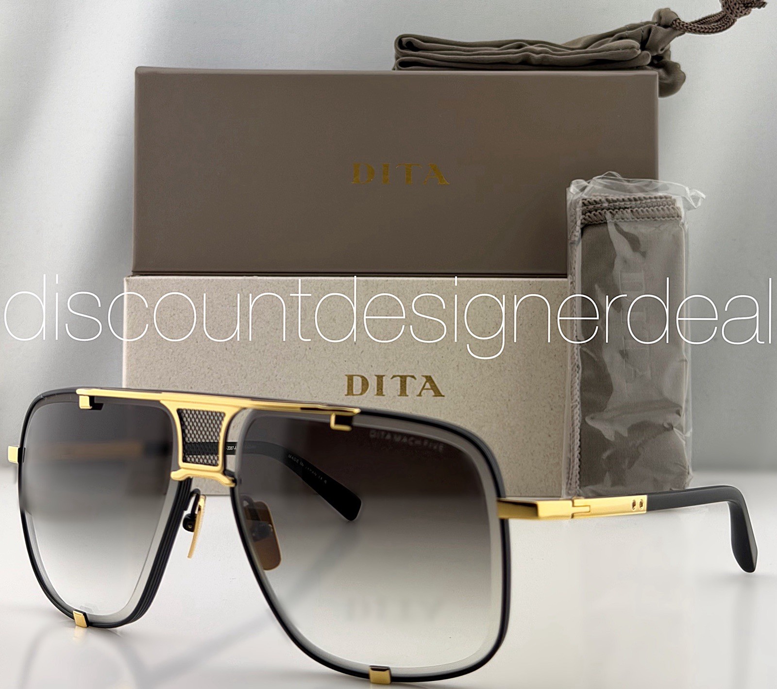 DITA Mach-Five Sunglasses Black Gold Gray Gradient 64mm DRX-2087-A-BLK-GLD NEW